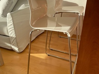 Ikea GLENN Barová stolička, biela/pochrómované