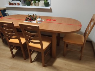 Jedálenský stôl 160 - 200cm x 80cm + 4 stoličky