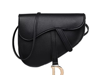 Luxusná kožená Saddle Bag Black Grained Calfskin