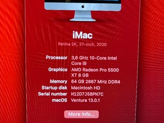 Predám iMac27 2020 i9, 64 GB RAM, 1 TB SSD