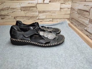 Rieker 39 - dámske čierne kožené sandále