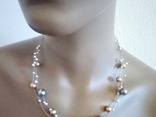 Sivý perlový náhrdelník nový