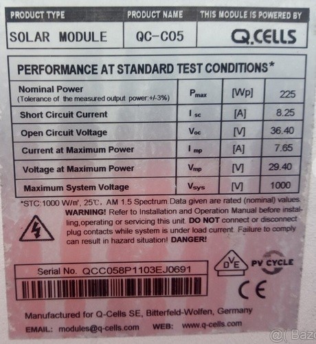 Solarne Fotovoltaicke panely Q CELLS QC C05 225W