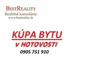 Hľadáme na Kúpu 3 izbový  byt v Ružinove, v HOTOVOSTI www.bestreality.sk