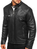 Čierna pánska zateplená koženková bunda - XL