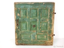 Starožitné drevene dvere s rúčkou - modro-zelené