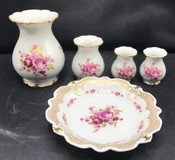 Wallendorf, vázy a tanier, porcelán